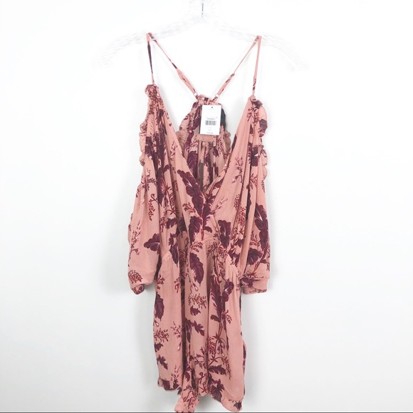 Topshop cold shoulder floral Romper pink medium - Picture 3 of 10